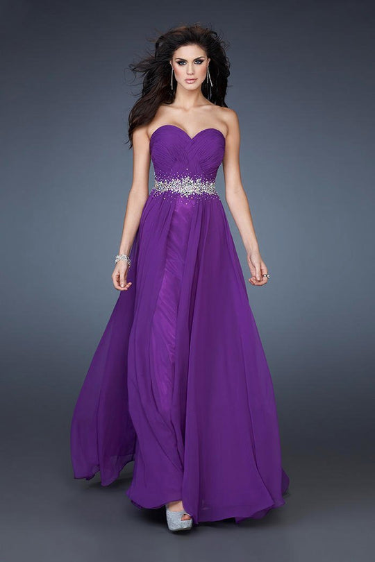 Gigi - 18001 Stardust Dream Strapless Sweetheart A-Line Gown In Purple