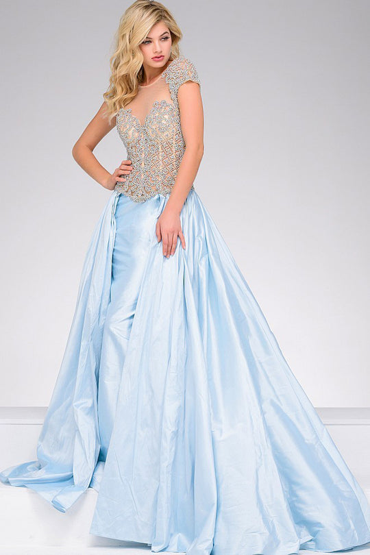 Jovani - Cap Sleeves Embellished Pageant Dress 40978