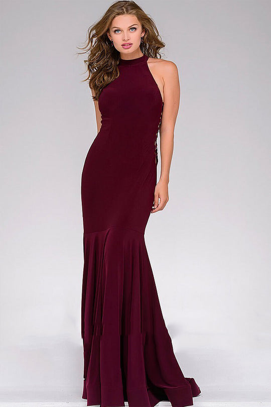 Jovani - Jersey High Neck Fitted Prom Dress 50487