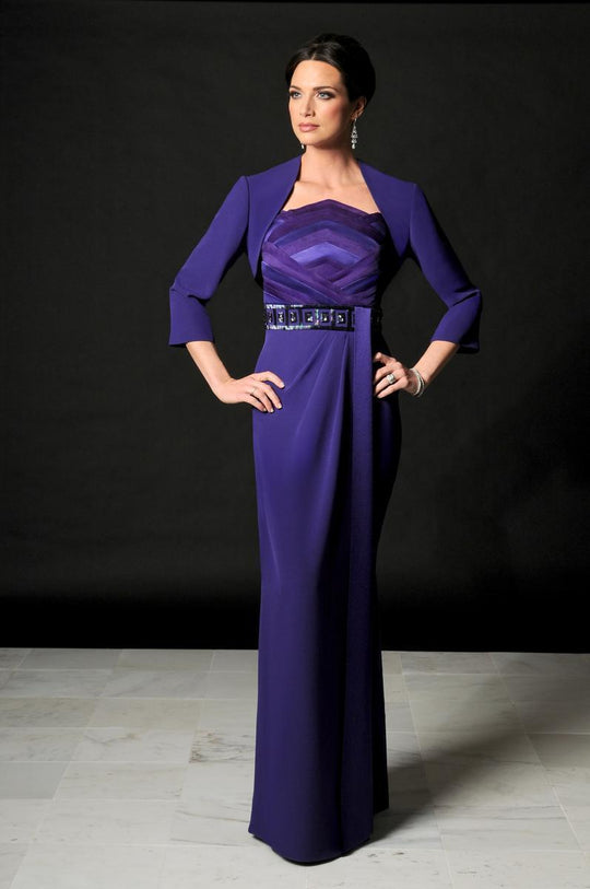 Daymor Couture - Pleated and Sequined Sheath Dress 504 in Purple