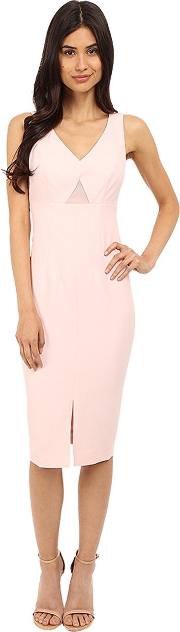 Donna Morgan  - D4087M Sleeveless V Neck Sheath Midi Dress in Pink