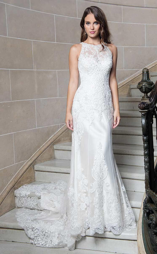 Rachel Allan Bridal - Beaded Sheath Gown With Draping M619 in White