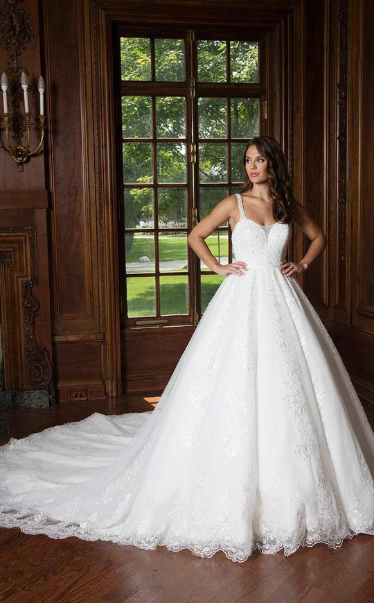 Rachel Allan Bridal - Beaded Lace Illusion Scoop Ballgown M641 in White
