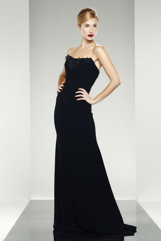 Theia - Strapless Straight Across Neck Dress 880918 in Black