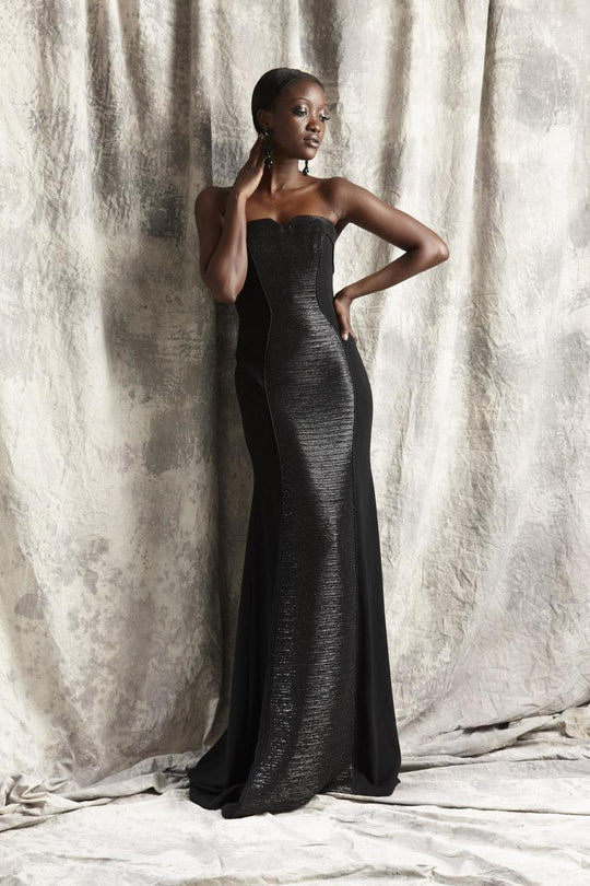 Theia - Strapless Long Gown 881271 in Black