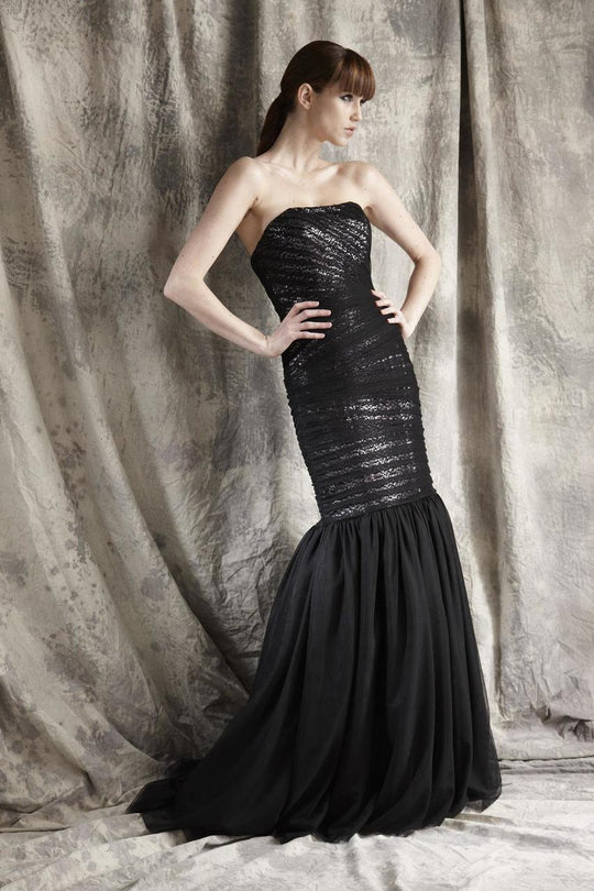 Theia - Sequined Mermaid Dress 881339 in Black and Purple