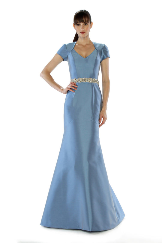 Theia - Satin Mermaid Gown 882358 in Blue