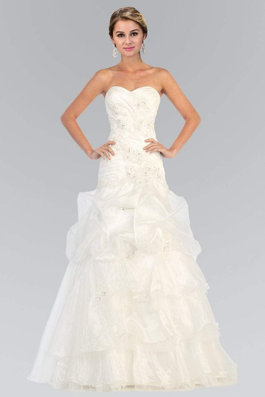GL1032 Strapless Floral Appliqued Trumpet Wedding Gown