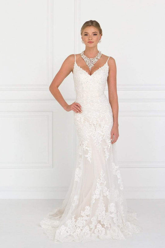 GL1515 Beaded Lace V-neck Trumpet Bridal Gown