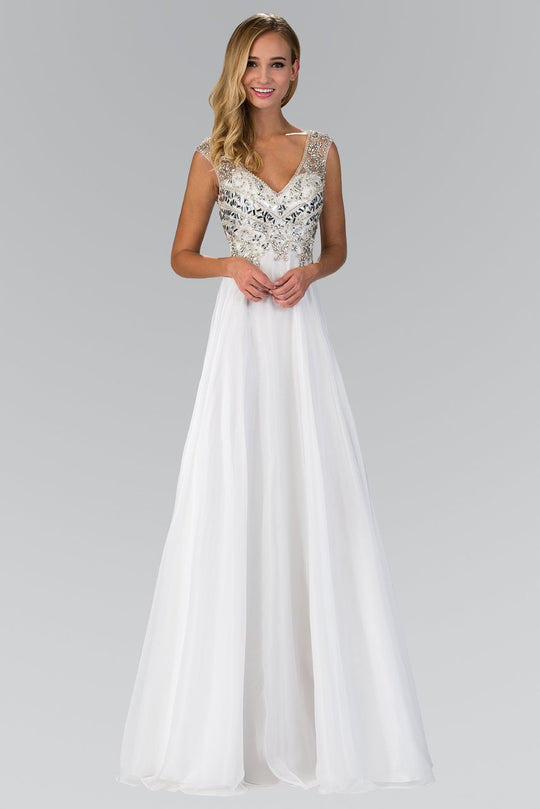 V-neckline Embellished Chiffon A-line Gown GL2010