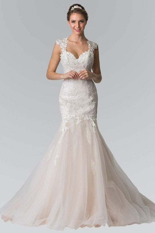 GL2367 Beaded Lace Sweetheart Organza Mermaid Wedding Gown