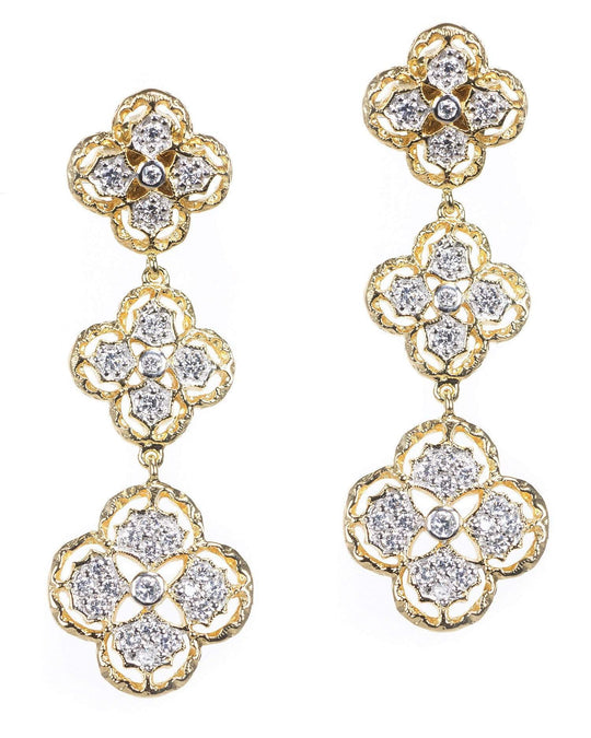 Jarin K Jewelry - Triple Lace Clover Earrings in Gold