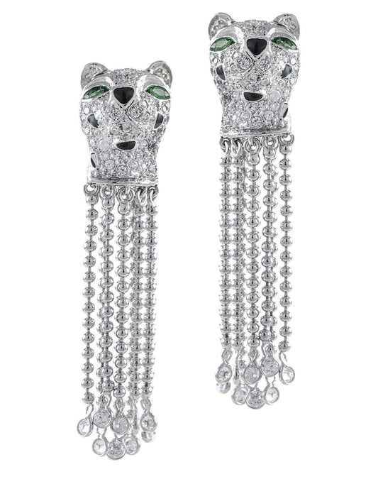 Jarin K Jewelry - Panther Fringe Earrings in Silver