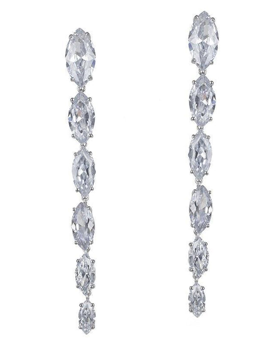 Jarin K Jewelry - Marquise Vertical Drop Earrings in Silver