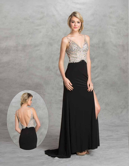 Aspeed - L1360 V-Back Jersey Dazzling Evening Gown