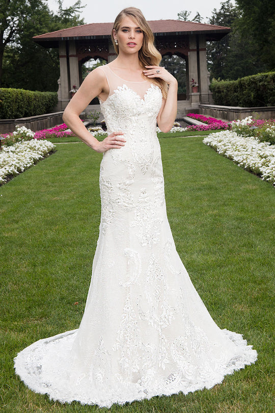 Rachel Allan Bridal - Embroidered Bodice Trumpet Overskirt Gown M642 in White