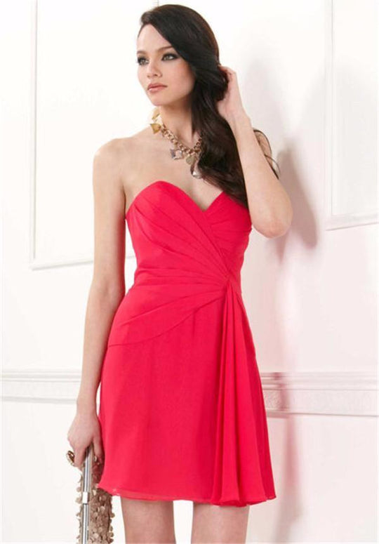Faviana - 7075a Strapless Sweetheart Chiffon Short Cocktail Dress in Red