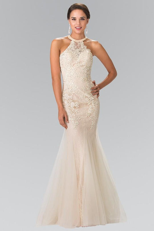 Lace Halter Mermaid Gown GL2243