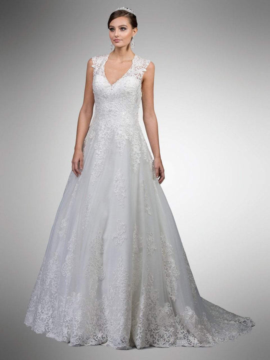Dancing Queen - 13 V Neckline A-Line Wedding Dress in White