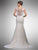 Dancing Queen - 18 Floral Lace Illusion Bateau Trumpet Gown in White and Neutral