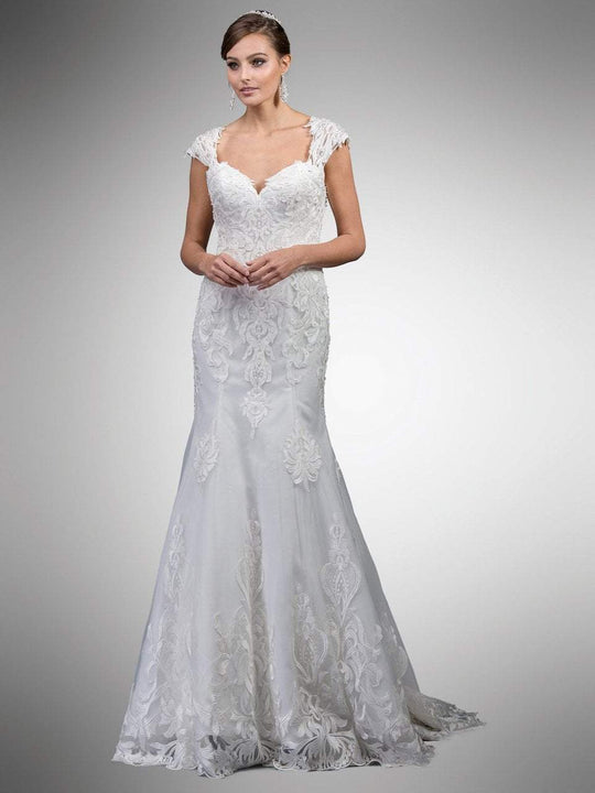 Dancing Queen - 21 Lace Embellished Sweetheart Trumpet Gown in White