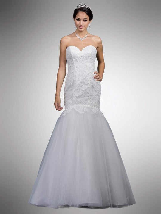 Dancing Queen - 38 Strapless Sweetheart Trumpet Bridal Gown in White