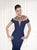 Tarik Ediz - Embellished Neckline Evening Gown 92438 in Blue