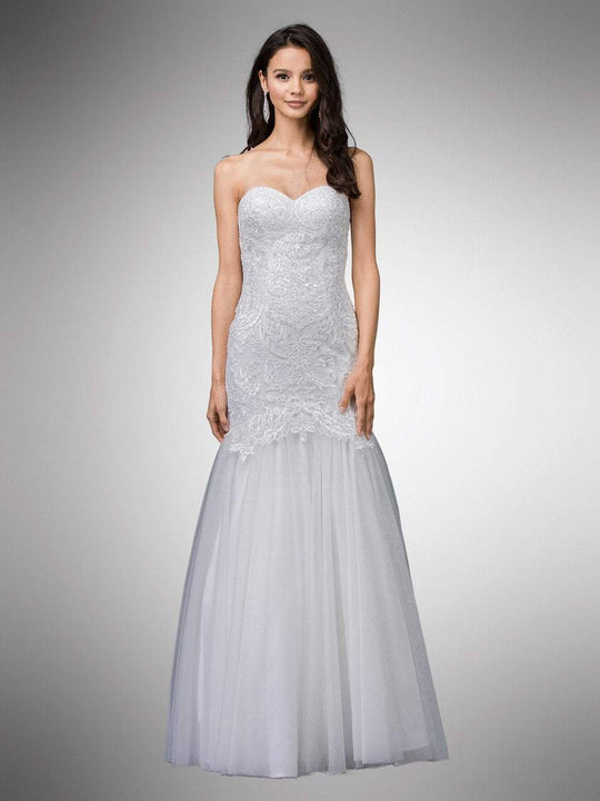 Dancing Queen - 51 Lace Embroidered Sweetheart Trumpet Gown in White