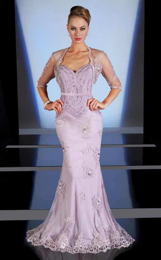 MNM Couture - 0051 Ornate Lace Applique Mermaid Gown In Pink