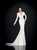 Tarik Ediz - Illusion Neckline Evening Gown 92515 in White