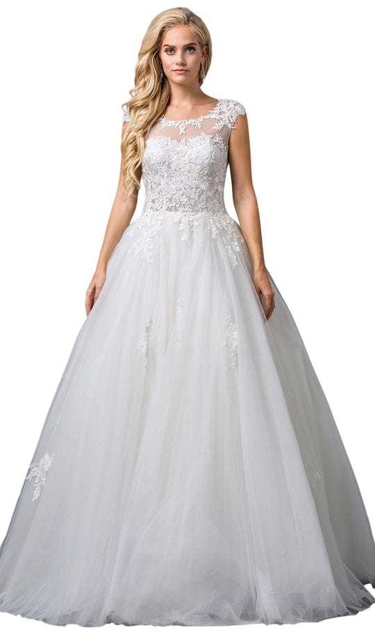 Dancing Queen Bridal - 96 Lace Bateau Ballgown In White