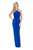 Decode 1.8 - 184469 Halter Neck Flutter Jersey Column Dress In Blue