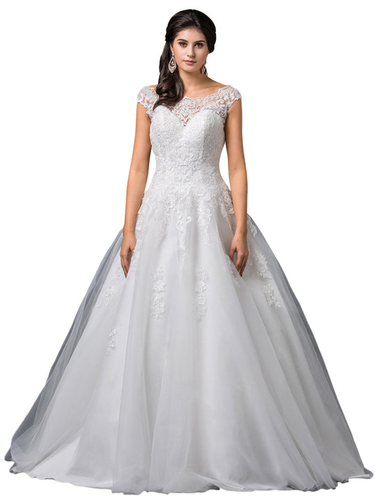 Dancing Queen Bridal - 103 Embroidered Scoop Wedding Gown In White