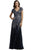 Adrianna Papell - 92868950 Cap Sleeve Sequined Mesh A-Line Gown in Gray