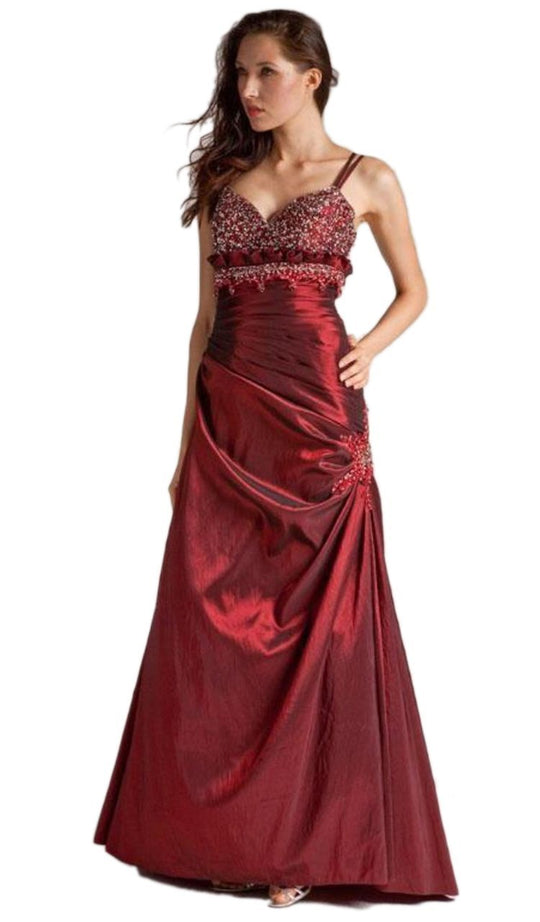 Colors Dress - 0127 Embellished Sweetheart A-line Dress in Red