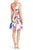 Adrianna Papell - 13262750 Pleated Square Neck A-Line Dress in White and Multi-color