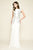 Tadashi Shoji - Shiny Embellished Sleeveless Trumpet Gown In White and Silver