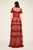 Tadashi Shoji - Lace Gathered Jewel A-Line Dress In Red and Neutral