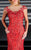 MNM Couture - 0295W Sequined Illusion Bateau Cap Sleeves Long Gown In Red