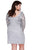 Kurves by Kimi - Sequined Quarter Length Sleeve Bateau Neck Column Dress 71176 in Silver