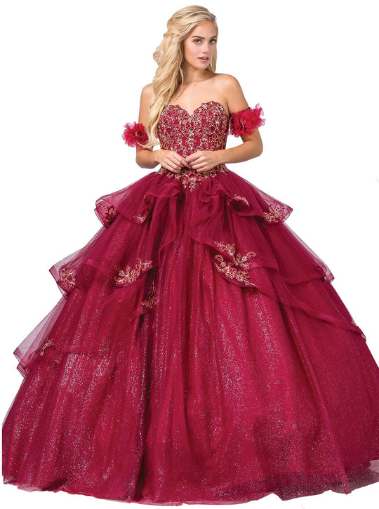 Dancing Queen - 1348 Lace Applique Sweetheart Ballgown In Red