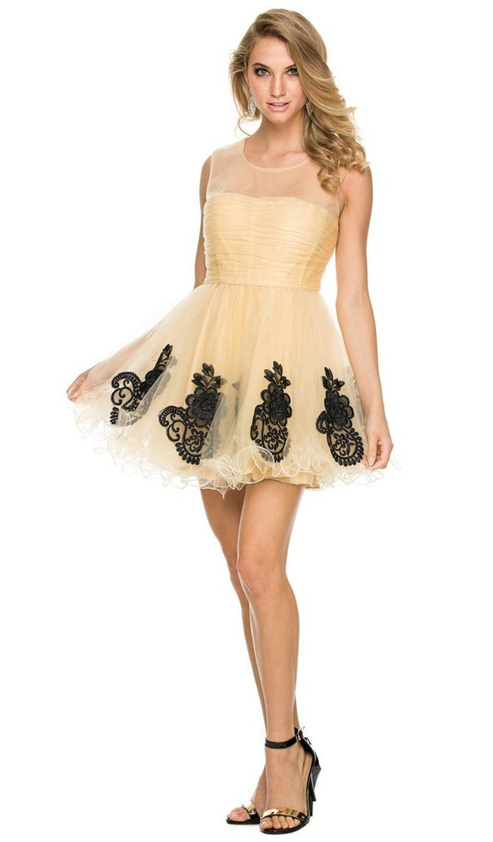 Ruched Illusion Neck Dress