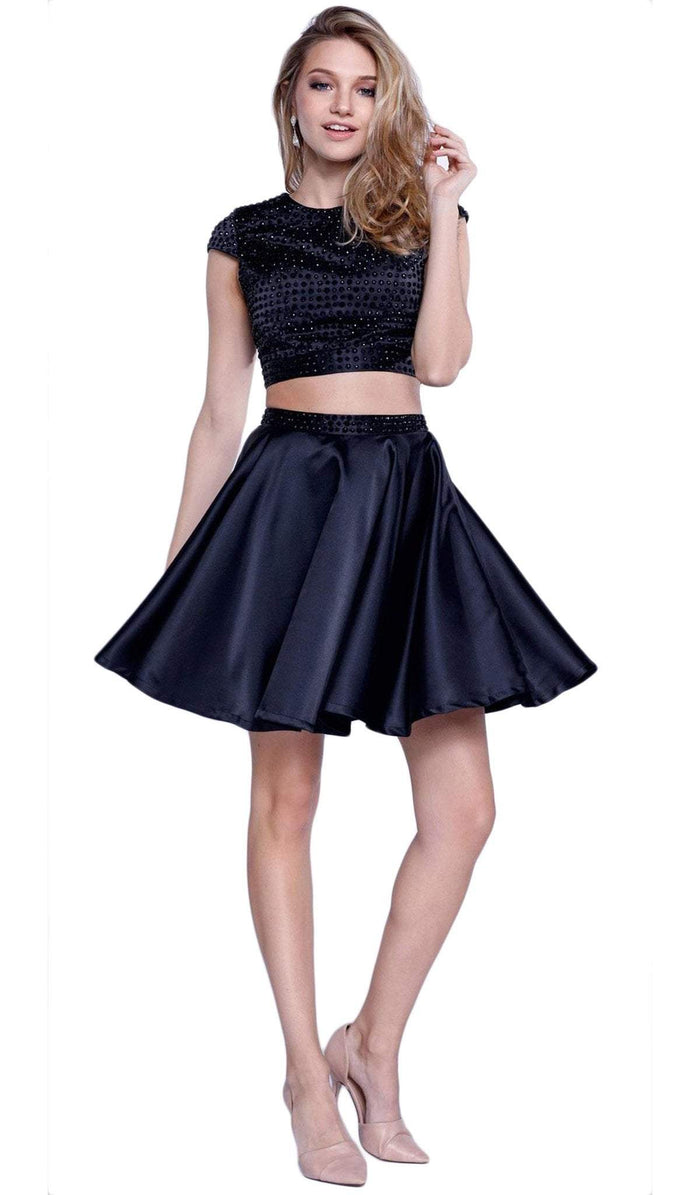 Bejeweled Jewel Neck Dress