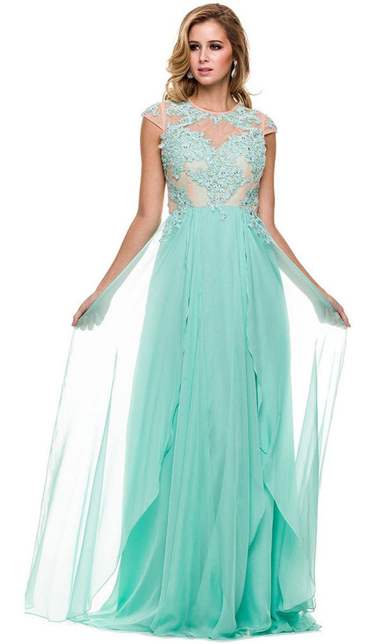 Nox Anabel - 8139 Illusion Jewel Neck A-line Dress