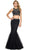 Embellished Halter Crop-Top Two Piece Evening Gown