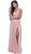 Nox Anabel - V-Neck Satin Long Evening Gown 8347 In Pink
