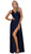 V-Neck Satin Long Evening Gown