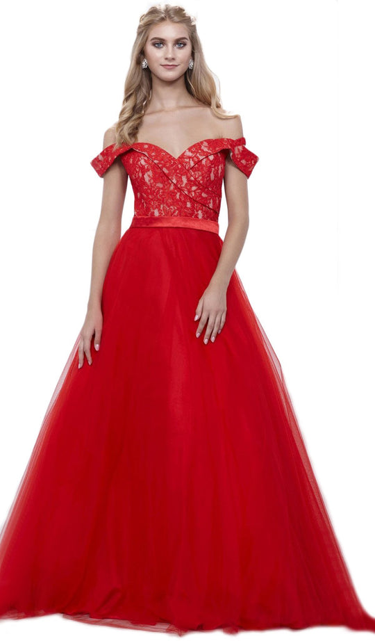 Lace Off-Shoulder Ballgown