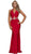 Nox Anabel - Plunging Halter Embellished Sheath Dress A046 In Red