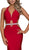Nox Anabel - Plunging Halter Embellished Sheath Dress A046 In Red